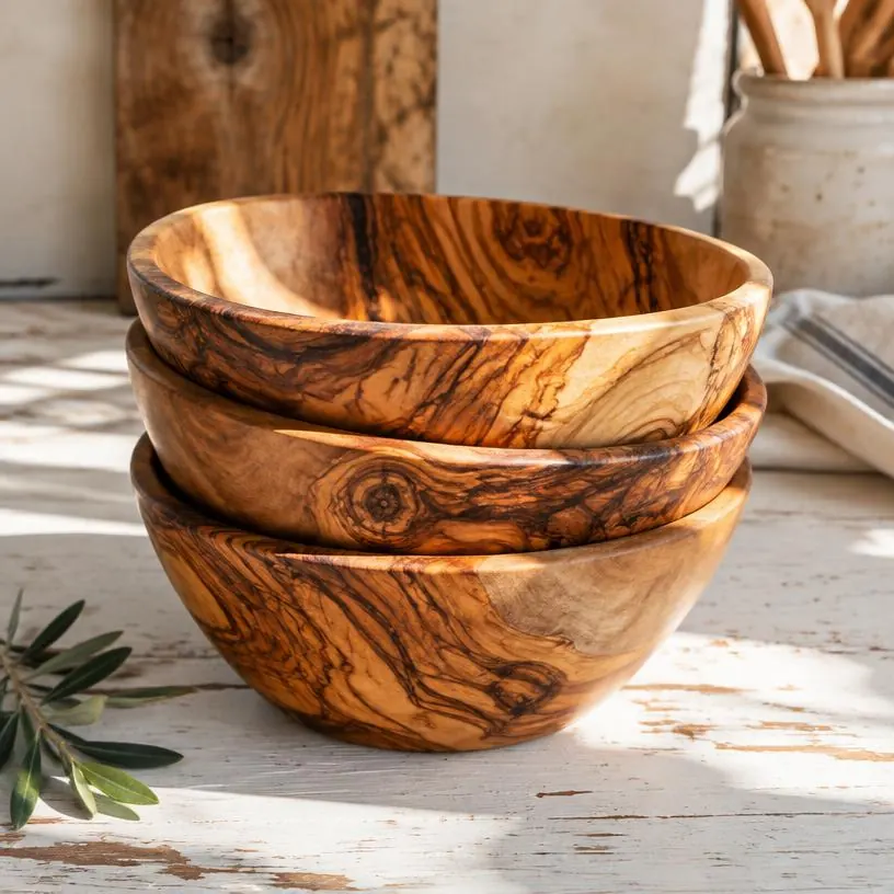 Handmade olive wood bowls